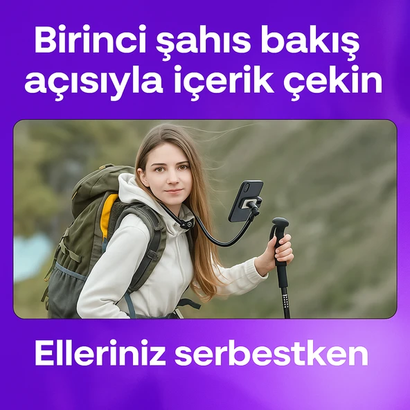 Manyetik Silikon Boyun Telefon Tutucu  Eller Serbest, Ayarlanabilir ve Rahat Kullanım - 4