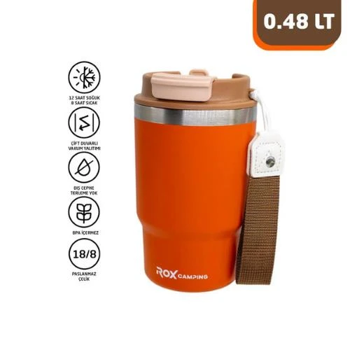 Rox Camping 0195 Pipetli Kahve Termosu 0.48 Lt - Turuncu