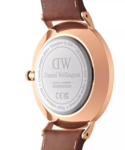 DW00600708 Kahverengi Deri Erkek Kol Saati - Resim 3