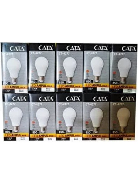 Cata 9W LED Ampul Beyaz 10 Lu Paket 6400 K 850 Lümen E27 Duy CT-4277 - 1