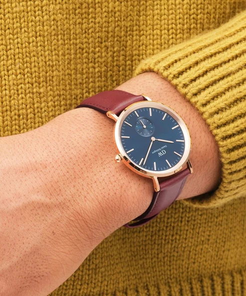 DW00600708 Kahverengi Deri Erkek Kol Saati - Resim 5