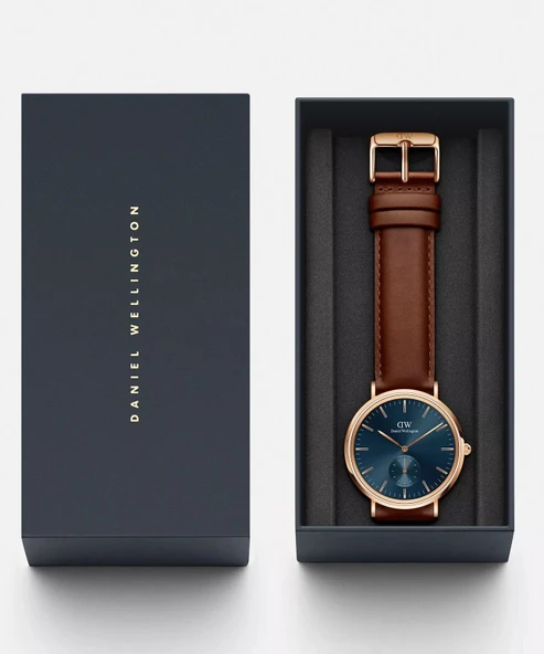 DW00600708 Kahverengi Deri Erkek Kol Saati - Resim 6