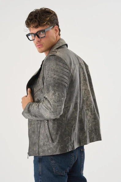 Ryder Gri Erkek Deri Mont - 6