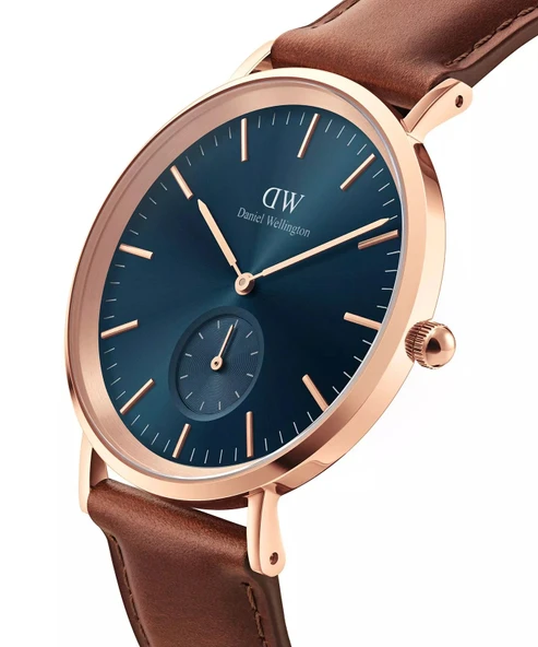 DW00600708 Kahverengi Deri Erkek Kol Saati - Resim 2