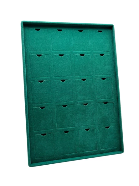 Dikine Süet Kumaş Yeşil 34-24 Cm Ayaklı 20 Pedli Kolye Tabla Stand - 3