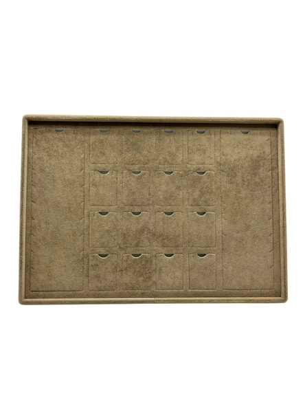 Süet Kumaş Kahve 34-24 Cm Ayaklı 18 Pedli Kolye Tabla Stand - Resim 6