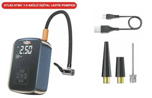 Attlas Atmc 7.4 Akülü Dijital Lastik Pompası - Resim 2