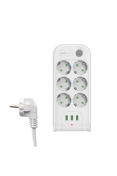 Polosmart Mp10 Termal Akım Korumalı 6'lı Uzatma Kablosu 2m Beyaz - Resim 2