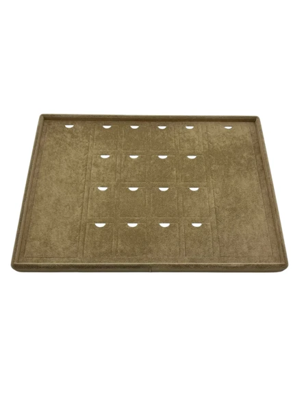 Süet Kumaş Kahve 34-24 Cm Ayaklı 18 Pedli Kolye Tabla Stand - Resim 5