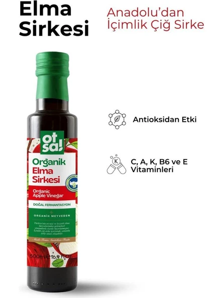 Otsa Organik Elma Sirkesi 500 ml | Doğal Fermantasyon - Resim 2