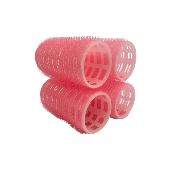 Croc 4lü Küçük Boy Plastik Bigudi Pembe CB21 - Cırtlı Yapışkanlı Saç Bigudisi - Resim 3