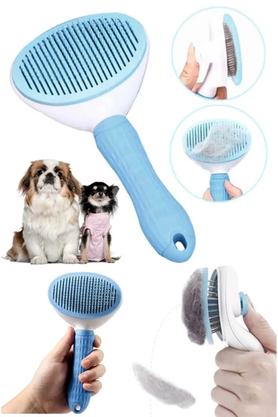 Pet Tarağı Otomatik Temizlenen Tuşlu Evcil Hayvan Fırçası Kedi Köpek Tüy Toplayıcı Tarak - 1