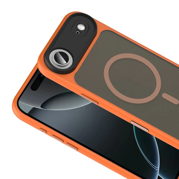 iPhone 17 Air Uyumlu Kılıf Mat Arka Yüzey Wireless Şarj Özellikli Flet M-safe Kapak - Resim 9