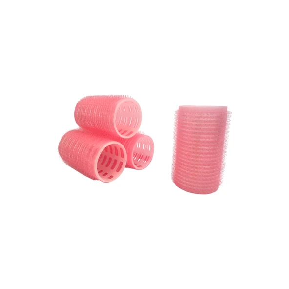 Croc 4lü Küçük Boy Plastik Bigudi Pembe CB21 - Cırtlı Yapışkanlı Saç Bigudisi ürün görseli