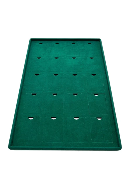 Dikine Süet Kumaş Yeşil 34-24 Cm Ayaklı 20 Pedli Kolye Tabla Stand - 2