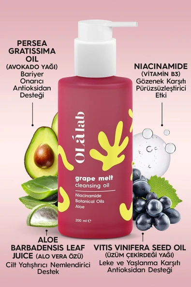 OlaLab Arındırıcı Makyaj Temizleyici Çift Aşamalı Cilt Temizleme Yağı 200 Ml - Resim 3