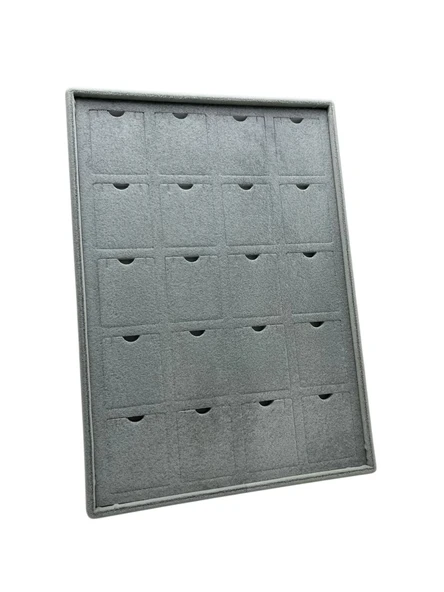 Dikine Süet Kumaş Gri 34-24 Cm Ayaklı 20 Pedli Kolye Tabla Stand - 4
