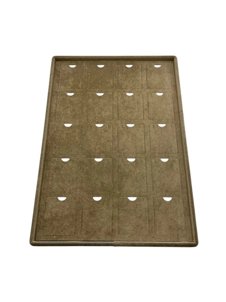 Dikine Süet Kumaş Kahve 34-24 Cm Ayaklı 20 Pedli Kolye Tabla Stand - Resim 2