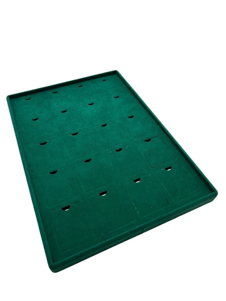 Dikine Süet Kumaş Yeşil 34-24 Cm Ayaklı 20 Pedli Kolye Tabla Stand - 4