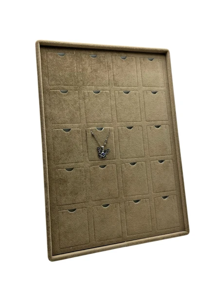 Dikine Süet Kumaş Kahve 34-24 Cm Ayaklı 20 Pedli Kolye Tabla Stand ürün görseli