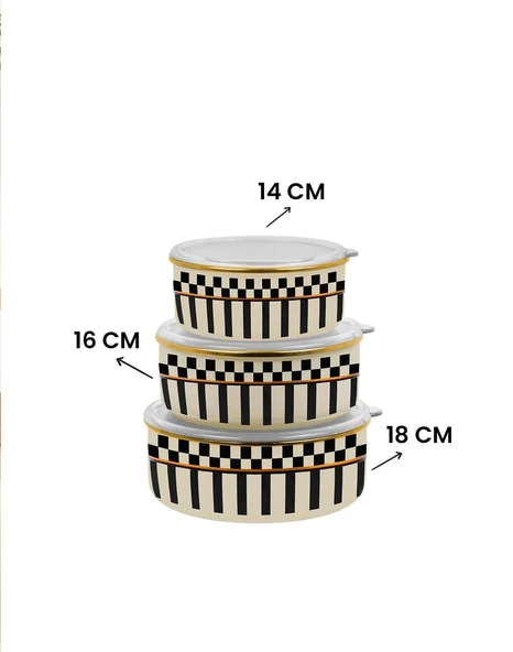 Prime Cream 3’lü Emaye Saklama Kabı - 3