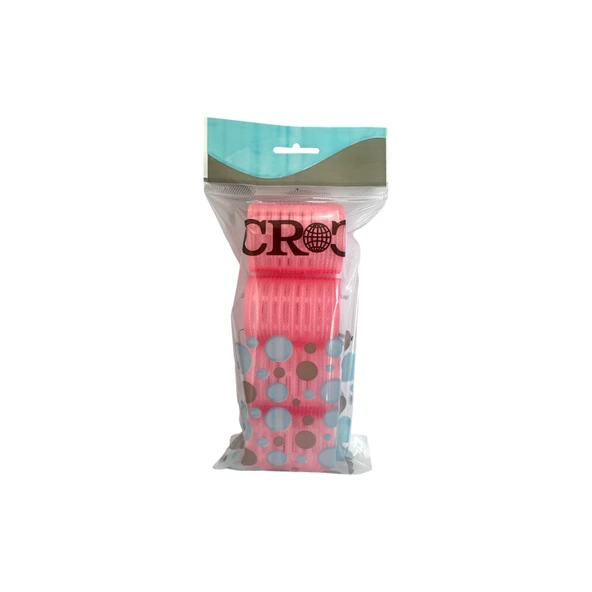 Croc 4lü Orta Boy Plastik Bigudi Pembe CB22 - Cırtlı Yapışkanlı Saç Bigudisi - Resim 2
