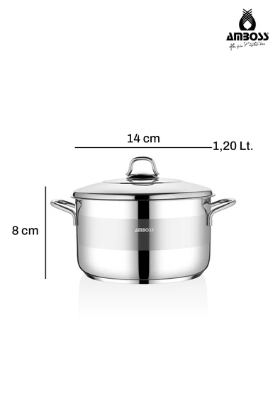 Amboss Saphire Paslanmaz Çelik 14 Cm Çelik Kapaklı Derin Tencere - Resim 5