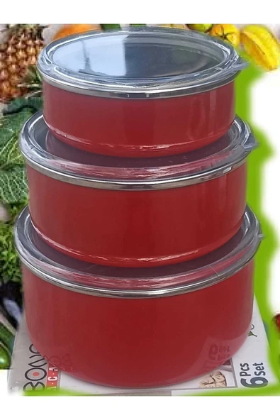 Bonera Saklama Kabı 3 Lü Set Yeşil Ve Kiremit Rengi ürün görseli