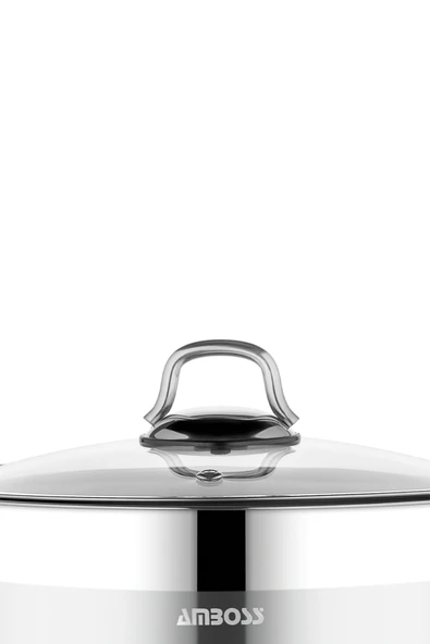 Amboss Saphire Paslanmaz Çelik 16 cm Cam Kapaklı Derin Tencere - Resim 4