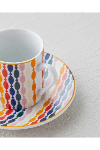 English Home Feliz Porselen 4 Parça 2 Kişilik Kahve Fincan Takımı 80 ml Renkli - Resim 4