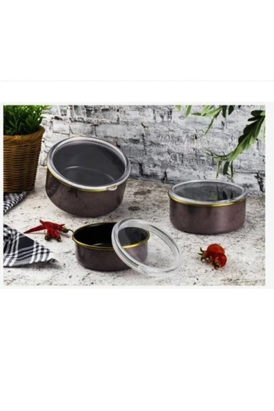 Bonera Saklama Kabı 3 Lü Set Yeşil Ve Kiremit Rengi - Resim 5