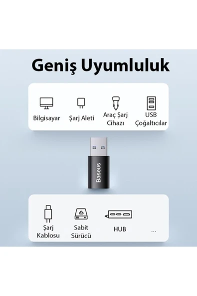 Baseus Ingenuity Mini OTG Adaptör USB 3.1 to Type-C, Siyah - 3