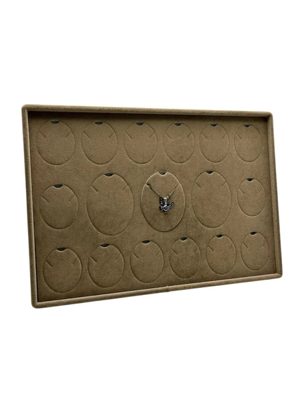 Süet Kumaş Kahve 34-24 Cm Ayaklı 17 Pedli Kolye Tabla Stand ürün görseli