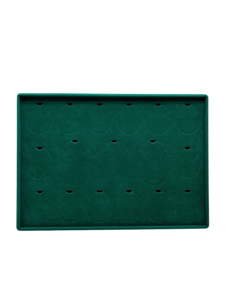 Süet Kumaş Yeşil 34-24 Cm Ayaklı 17 Pedli Kolye Tabla Stand - Resim 5