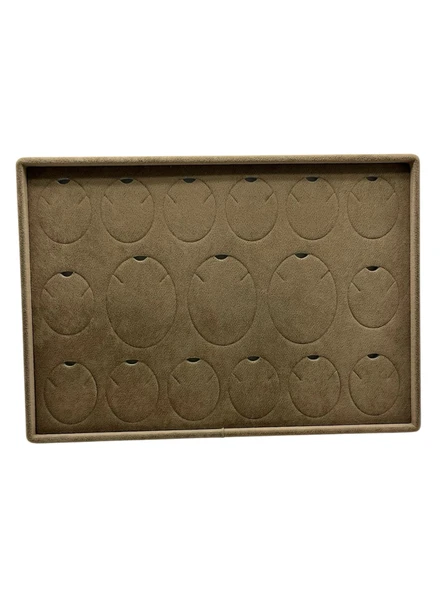 Süet Kumaş Kahve 34-24 Cm Ayaklı 17 Pedli Kolye Tabla Stand - Resim 5