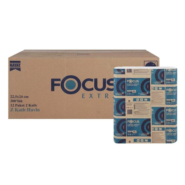 Focus Extra Z Katlı Kağıt Havlu 200x12 Adet 22,5*24 CM - Resim 2