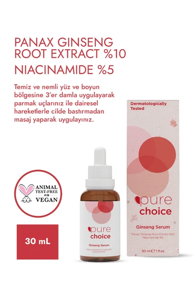 Pure Choice Ginseng Serum 30 Ml (panax Ginseng Root Extract %10 + Niacinamide %5) - Resim 4