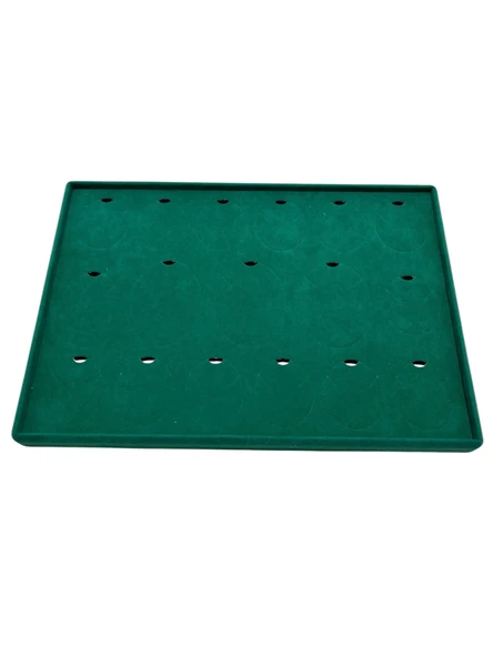 Süet Kumaş Yeşil 34-24 Cm Ayaklı 17 Pedli Kolye Tabla Stand - Resim 4