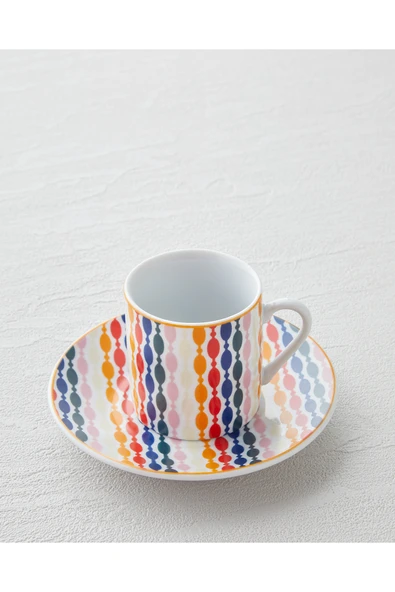 English Home Feliz Porselen 4 Parça 2 Kişilik Kahve Fincan Takımı 80 ml Renkli - Resim 3