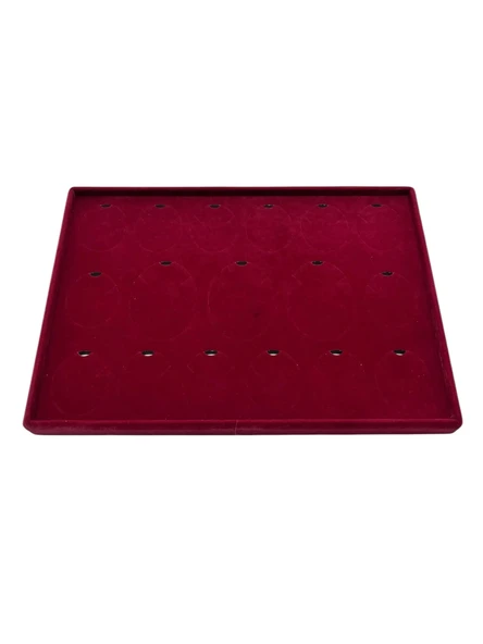 Süet Kumaş Bordo 34-24 Cm Ayaklı 17 Pedli Kolye Tabla Stand - 2