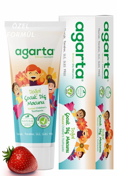 Agarta 2 Adet Doğal Florürsüz Çocuk Diş Macunu Çilekli 75 ml - Resim 5