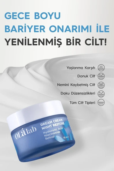 OlaLab Yaşlanma Karşıtı Yenileyici Nemlendirici Retinol Gece Yüz Kremi 50 ml - 2