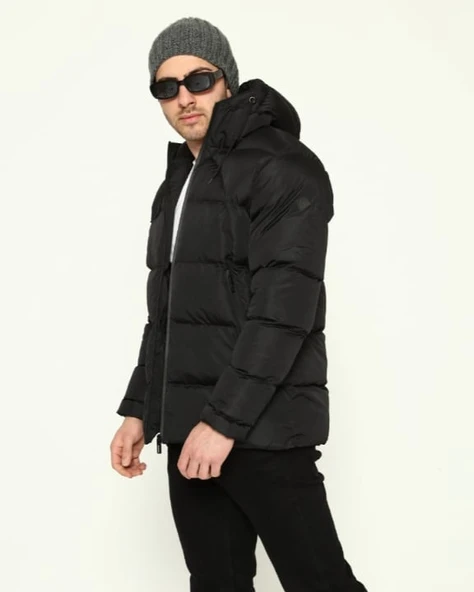 Ribas Su ve Rüzgar geçmez kaplamalı içi kürklü mikro jel elyaf dolum kapüşonlu mont ürün görseli 1