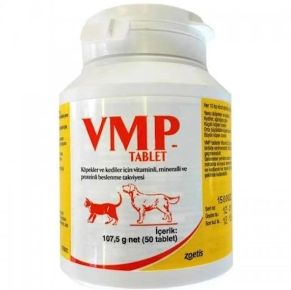 Zoetis VMP Kedi ve Köpek Vitamin Mineral Protein Komplexi 50 Tablet - 1