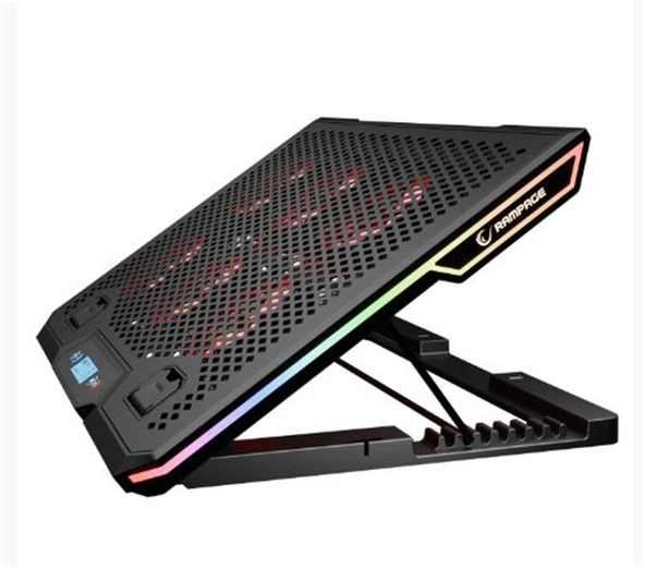 Rampage Blizzard R7 RGB Işıklı 6 Fanlı LCD Ekranlı 2 Usb Soketli 13-15.6 Notebook Soğutucu Stand