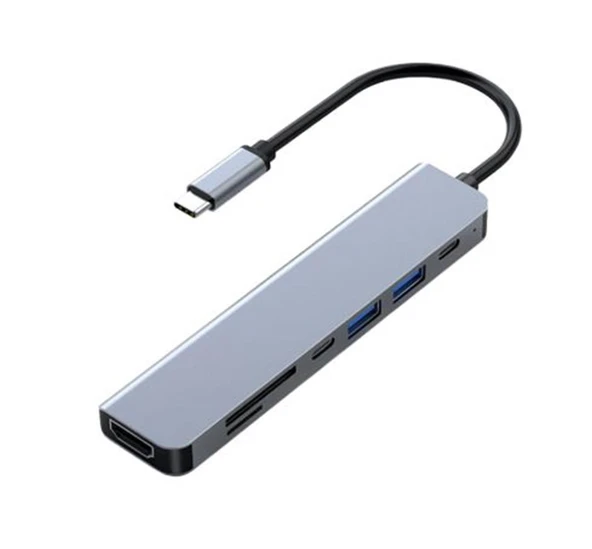 FRISBY FA-7684C Type-c -7in1 USB-C+HDMI +SD-TF+USB3,0+PD+USB-C - 1