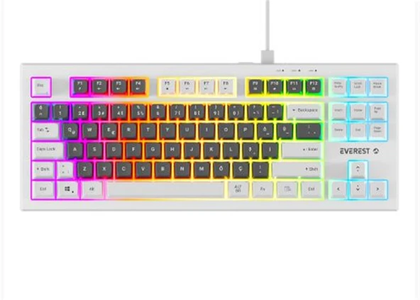 Everest KB-98 SILENT TKL Gri Mavi-Beyaz Rainbow Q Membrane Klavye - 1