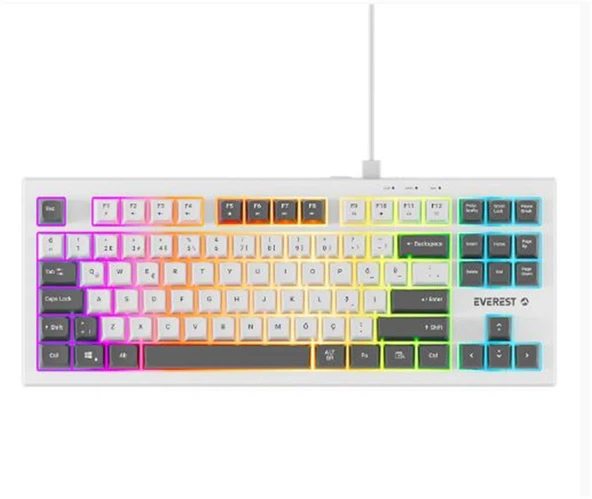Everest KB-98 SILENT TKL Beyaz-Gri Mavi Rainbow Q Membrane Klavye - 1