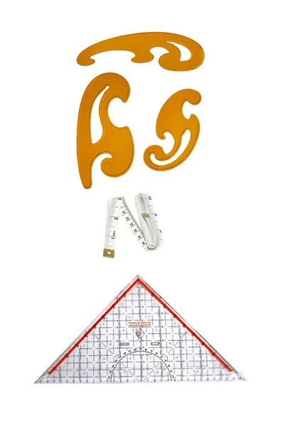 6 Parça Set 3’lü Modelist Riga Cetvel Seti, Modelist Gönyesi, Pistole Cetvel ve 150 cm Mezura - Resim 3