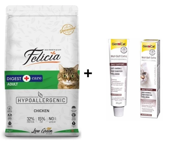 Felicia Tavuklu Yetişkin Kedi Maması 2 kg + GimCat Malt Soft Extra 20 gr ürün görseli 1